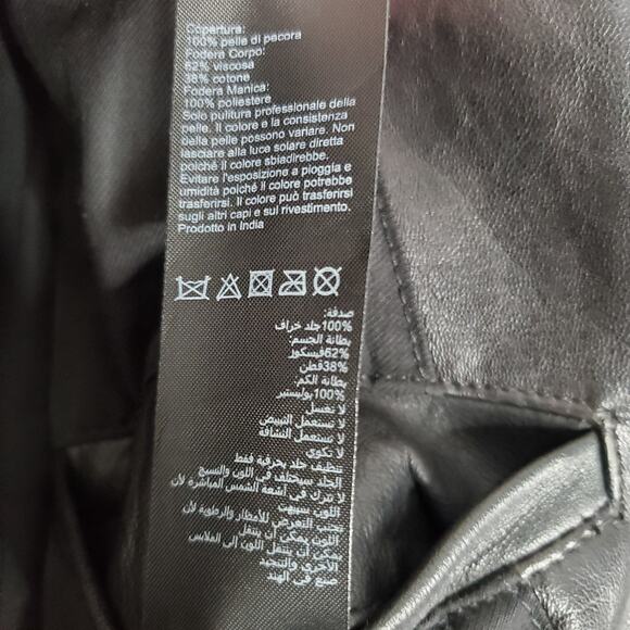 AllSaints Conroy Quilted Leather Zip Biker Jacket Black Asymmetric Size 4 - Picture 11 of 11